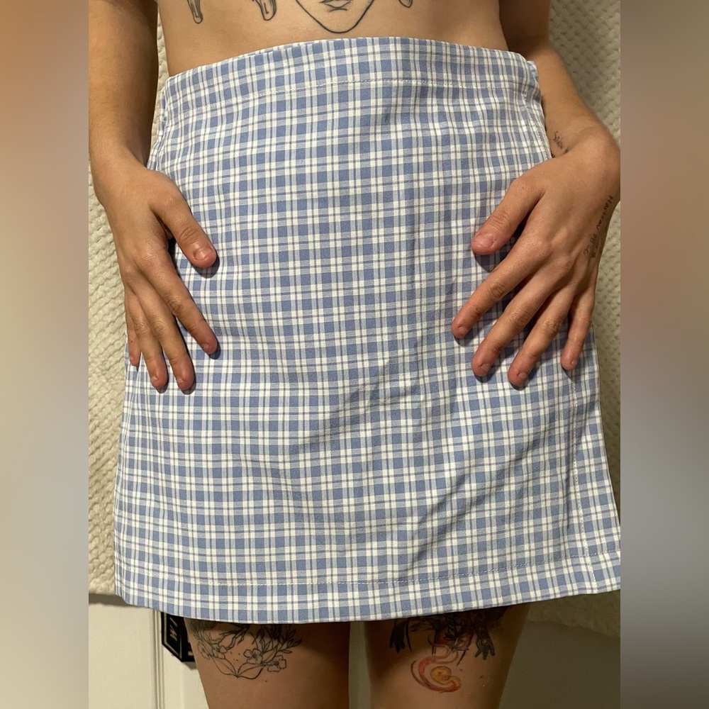 Blue checkered mini skirt by Wild Fable. Size Medium.